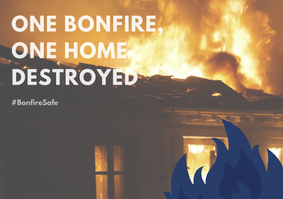 One bonfire, one home destroyed