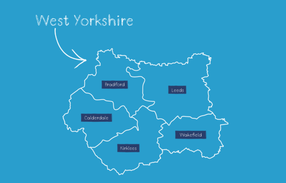 West Yorkshire Map Illustration 