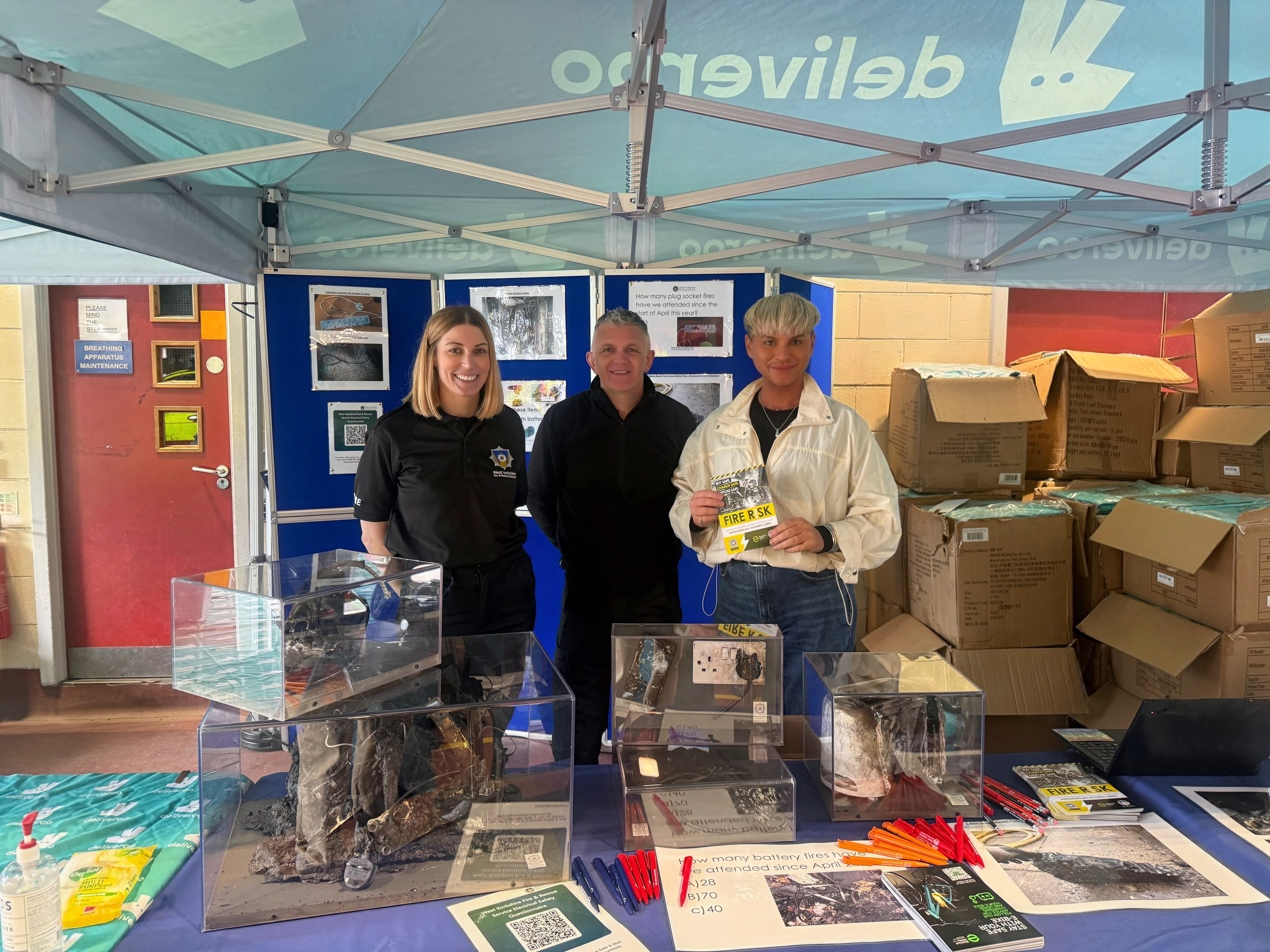 WYFRS Colleagues delivering battery safety advice at Leeds Fire Station