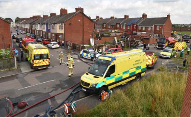 Photo of an incident attending by agencies including WYFRS, West Yorkshire Police and Yorkshire Ambulance Service. 