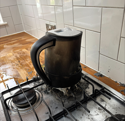 Kettle fire on hob