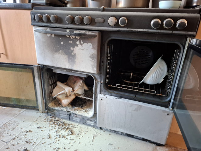 Aftermath of oven fire