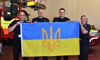 Ukraine flag with team