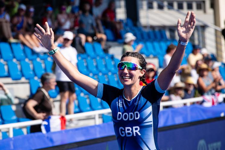 Lorna Dodd at the finish line