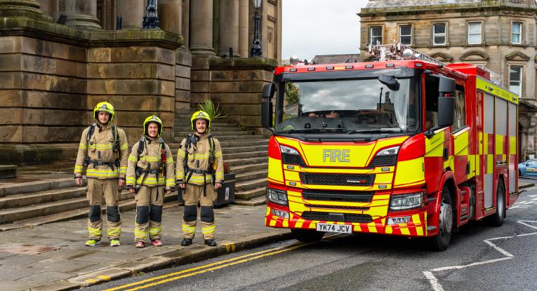 WYFRS firefighters outside Morley Town Hall 