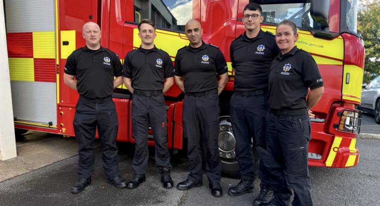 Firefighters at Morley Fire Station standing outside Morley Fire Station